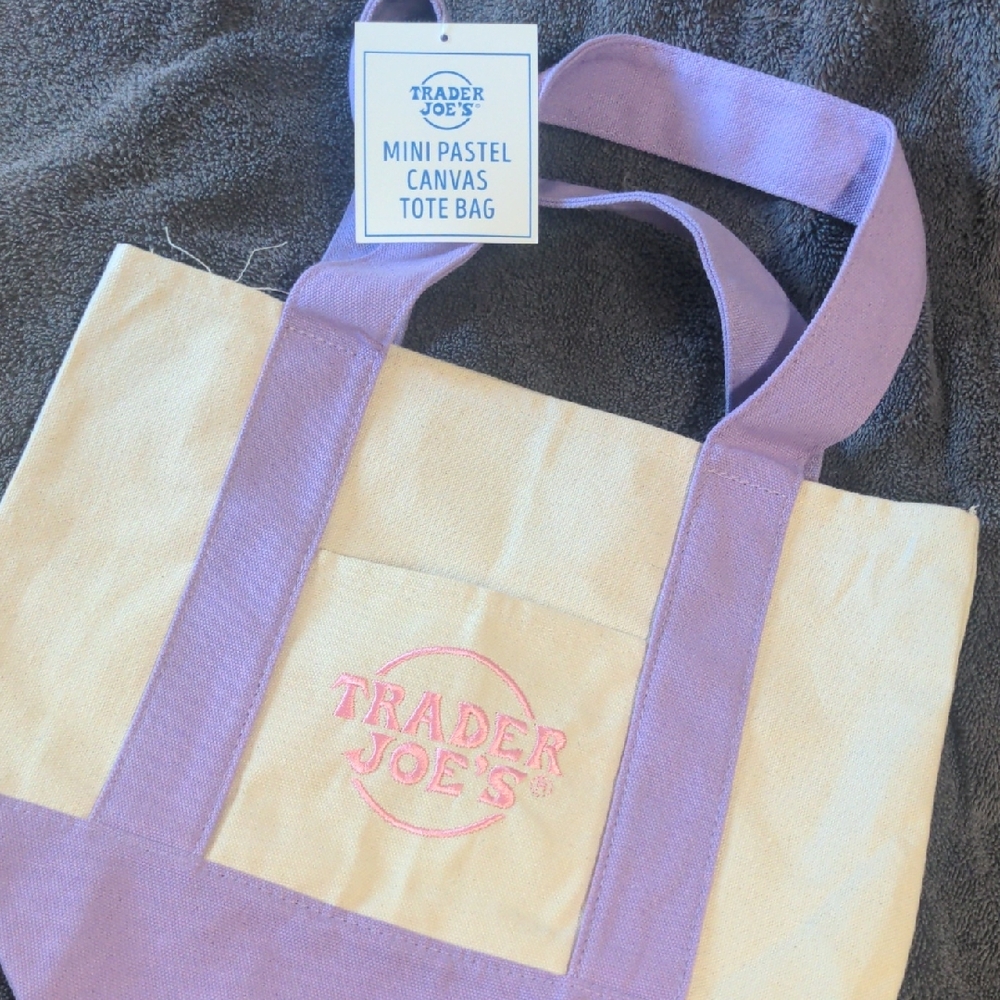 Cream and Purple Floral Tote Bag